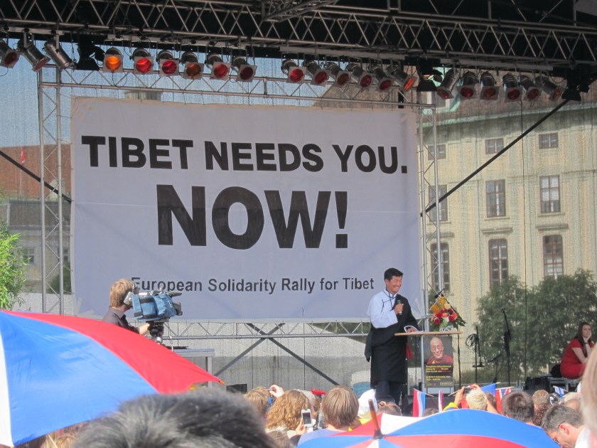 Sikyong Dr Lobsang Sangay addressing at the European Solidarity Rally for Tibet in Vienna